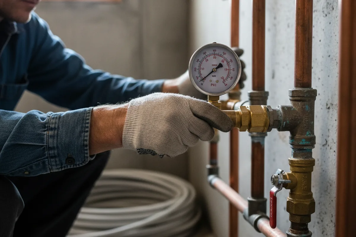Pressure testing a repaired line during Water Line Repair in Winnebago