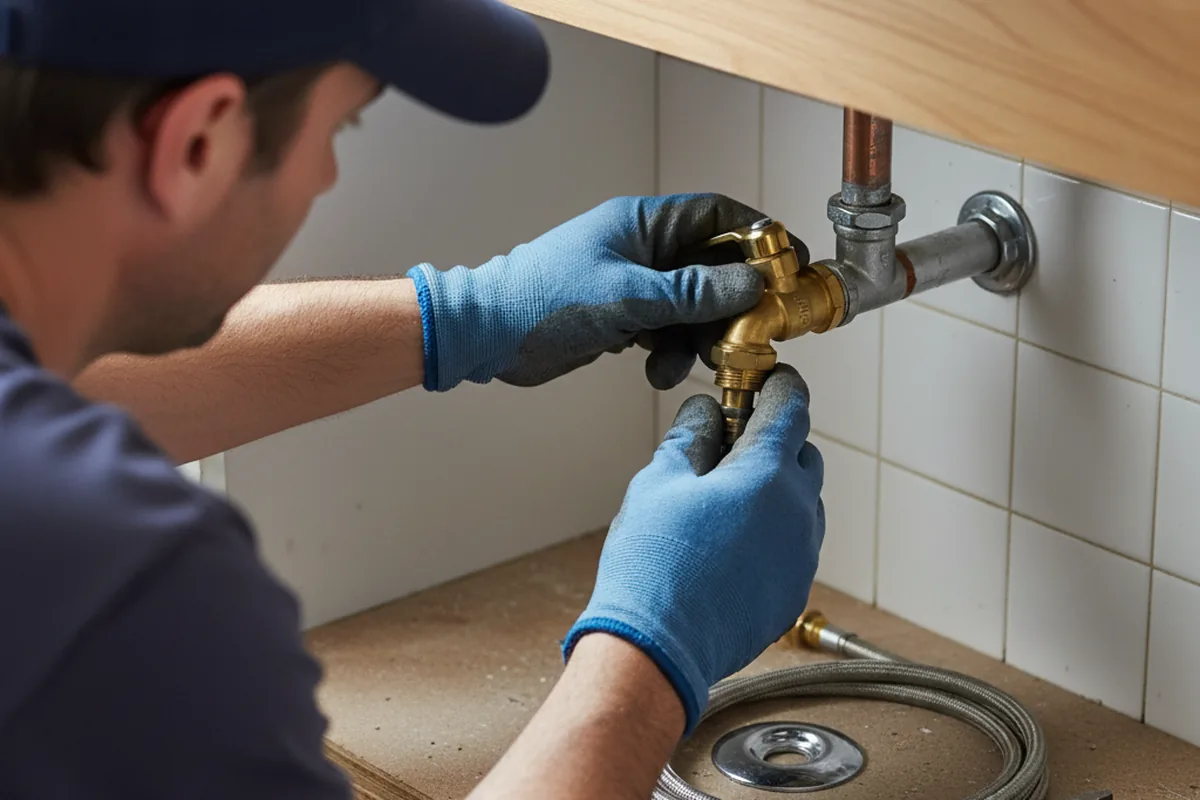 Shutoff valve and fitting work during Burst Pipe Repair in Winnebago